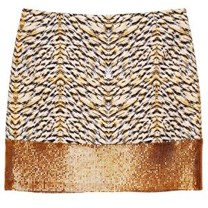 H&M Conscious Collection Animal Print Gold Mesh Miniskirt Size 10